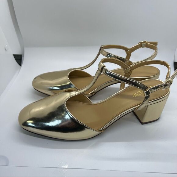 NIB J Crew Ankle T- Strap Heel Gold NEW size 8 - Picture 6 of 13